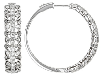 Picture of Pre-Owned White Diamond 10k White Gold Hoop Earrings 2.00ctw