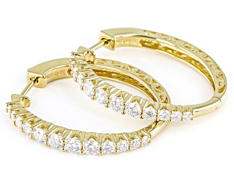 Pre-Owned Moissanite 14k Yellow Gold Over Silver Hoop Earrings 1.48ctw DEW