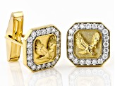Pre-Owned Moissanite 14k yellow gold over sterling silver mens eagle cufflinks 1.20ctw DEW