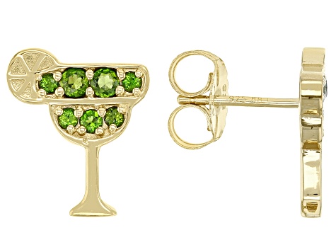 Pre-Owned Green Chrome Diopside 18k Gold Over Sterling Silver Margarita Stud Earrings 0.49ctw