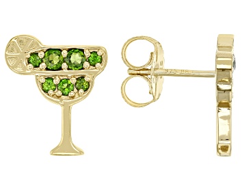 Picture of Pre-Owned Green Chrome Diopside 18k Gold Over Sterling Silver Margarita Stud Earrings 0.49ctw
