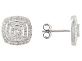 Pre-Owned White Diamond 10k White Gold Cluster Earrings 0.60ctw