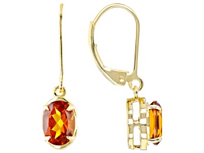 Pre-Owned Orange Madeira Citrine 18k Yellow Gold Over Sterling Silver Earrings 1.70ctw