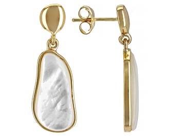Picture of Pre-Owned Mother-Of-Pearl 18k Yellow Gold Over Sterling Silver Earrings