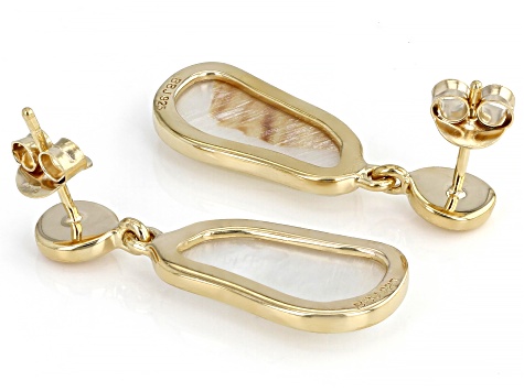 Pre-Owned Mother-Of-Pearl 18k Yellow Gold Over Sterling Silver Earrings