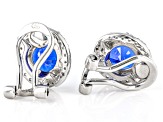 Pre-Owned Blue Lab Created Spinel Platinum Over Sterling Silver Clip-On Earrings 3.77ctw