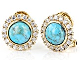 Pre-Owned Blue Turquoise 18k Yellow Gold Over Sterling Silver Clip-On Earrings 0.92ctw