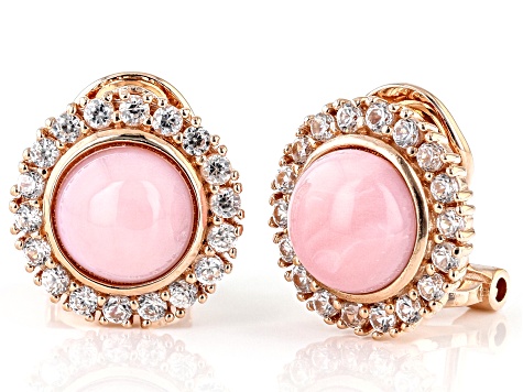 Pre-Owned Pink Opal 18k Rose Gold Over Sterling Silver Clip-On Earrings 0.92ctw