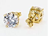 Pre-Owned Cubic Zirconia and White Crystal 3 Piece Gold Tone Earrings Set