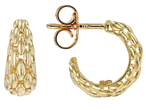 Pre-Owned 14k Yellow Gold Textured Mesh J-Hoop Earrings