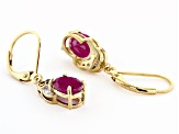 Pre-Owned Red Ruby 18k Yellow Gold Over Sterling Silver Earrings 3.00ctw