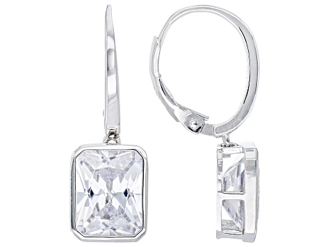 Pre-Owned White Cubic Zirconia Rhodium Over Sterling Silver Earrings 12.88ctw