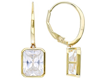 Picture of Pre-Owned White Cubic Zirconia 18k Yellow Gold Over Sterling Silver Earrings 12.88ctw