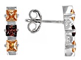 Pre-Owned Champagne And Mocha Cubic Zirconia Rhodium Over Sterling Silver Earrings 1.40ctw