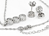Pre-Owned White Cubic Zirconia Rhodium Over Sterling Silver Jewelry Set 6.46ctw
