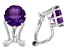 Pre-Owned Purple African Amethyst Rhodium Over Sterling Silver February Birthstone Clip-On Earrings