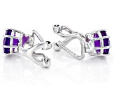 Pre-Owned Purple African Amethyst Rhodium Over Sterling Silver February Birthstone Clip-On Earrings