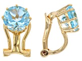 Pre-Owned Sky Blue Glacier Topaz 18k Yellow Gold Over Sterling Silver December Birthstone Earrings 2