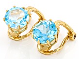 Pre-Owned Sky Blue Glacier Topaz 18k Yellow Gold Over Sterling Silver December Birthstone Earrings 2