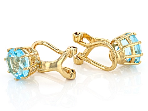 Pre-Owned Sky Blue Glacier Topaz 18k Yellow Gold Over Sterling Silver December Birthstone Earrings 2