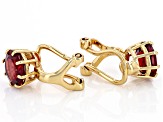 Pre-Owned Red Garnet 18k Yellow Gold Over Sterling Silver January Birthstone Clip-On Earrings 2.62ct