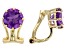 Pre-Owned Purple Amethyst 18k Yellow Gold Over Sterling Silver February Birthstone Clip-On Earrings