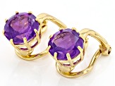 Pre-Owned Purple Amethyst 18k Yellow Gold Over Sterling Silver February Birthstone Clip-On Earrings