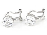 Pre-Owned White Topaz Rhodium Over Sterling Silver April Birthstone Clip-On Earrings 2.81ctw