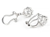 Pre-Owned White Topaz Rhodium Over Sterling Silver April Birthstone Clip-On Earrings 2.81ctw