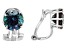 Pre-Owned Blue Lab Created Alexandrite Rhodium Over Sterling Silver June Birthstone Clip-On Earrings