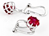 Pre-Owned Red Lab Created Ruby Rhodium Over Sterling Silver July Birthstone Clip-On Earrings 3.06ctw