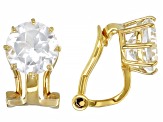 Pre-Owned White Topaz 18k Gold Over Sterling Silver April Birthstone Clip-On Earrings 2.81ctw