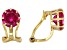 Pre-Owned Red Lab Created Ruby 18k Yellow Gold Over Sterling Silver July Birthstone Clip-On Earrings