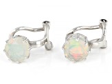 Pre-Owned Multi-Color Ethiopian Opal Rhodium Over Sterling Silver October Birthstone Clip-On Earring