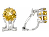 Pre-Owned Yellow Brazilian Citrine Rhodium Over Sterling Silver November Birthstone Clip-On Earrings