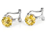 Pre-Owned Yellow Brazilian Citrine Rhodium Over Sterling Silver November Birthstone Clip-On Earrings