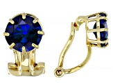 Pre-Owned Blue Lab Created Sapphire 18k Yellow Gold Over Silver September Birthstone Clip-On Earring