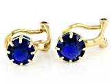 Pre-Owned Blue Lab Created Sapphire 18k Yellow Gold Over Silver September Birthstone Clip-On Earring