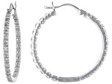 Pre-Owned White Diamond 10k White Gold Inside-Out Hoop Earrings 0.50ctw