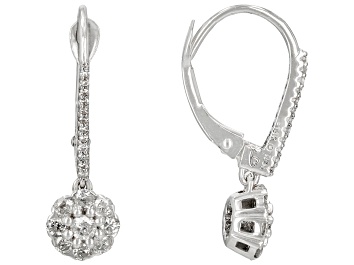 Picture of Pre-Owned White Diamond 14k White Gold Dangle Earrings 0.50ctw