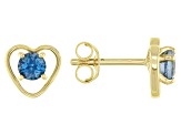 Pre-Owned London Blue Topaz Child's 10k Yellow Gold Heart Stud Earrings .22ctw