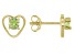 Pre-Owned Green Peridot Child's 10k Yellow Gold Heart Stud Earrings .22ctw