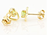 Pre-Owned Green Peridot Child's 10k Yellow Gold Heart Stud Earrings .22ctw