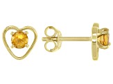 Pre-Owned Golden Citrine Child's 10k Yellow Gold Heart Stud Earrings .20ctw