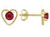 Pre-Owned Ruby Childrens 10k Yellow Gold Heart Stud Earrings .22ctw