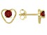 Pre-Owned Red Garnet Childrens 10k Yellow Gold Heart Stud Earrings .26ctw