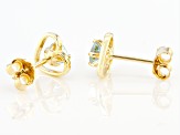 Pre-Owned Blue Aquamarine Childrens 10k Yellow Gold Heart Stud Earrings .22ctw