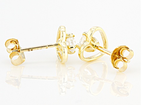 Pre-Owned White Zircon Childrens 10k Yellow Gold Heart Stud Earrings .29ctw