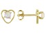Pre-Owned Multi Color Ethiopian Opal Children's 10k Yellow Gold Heart Stud Earrings .12ctw