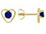 Pre-Owned Blue Sapphire Childrens 10k Yellow Gold Heart Stud Earrings .22ctw